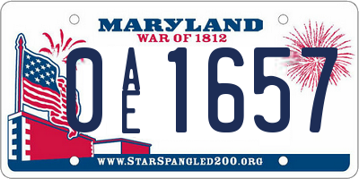 MD license plate 0AE1657