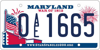 MD license plate 0AE1665
