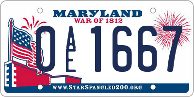 MD license plate 0AE1667