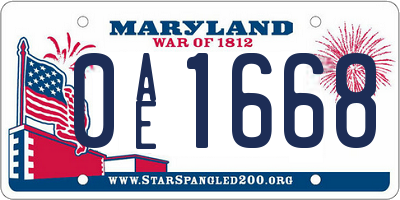 MD license plate 0AE1668