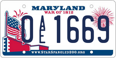 MD license plate 0AE1669