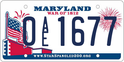 MD license plate 0AE1677