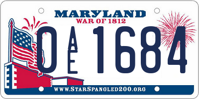 MD license plate 0AE1684