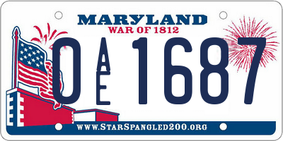 MD license plate 0AE1687
