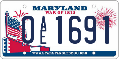 MD license plate 0AE1691
