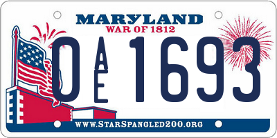 MD license plate 0AE1693