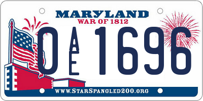 MD license plate 0AE1696
