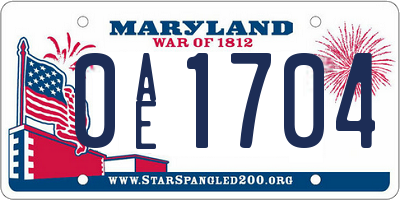 MD license plate 0AE1704