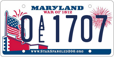 MD license plate 0AE1707