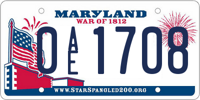MD license plate 0AE1708