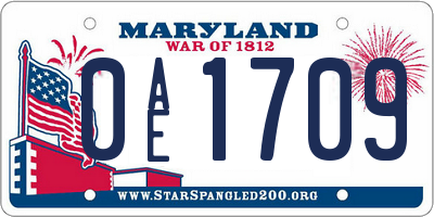 MD license plate 0AE1709
