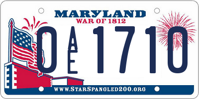 MD license plate 0AE1710