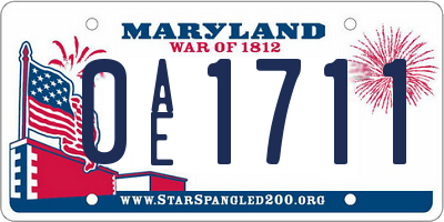 MD license plate 0AE1711