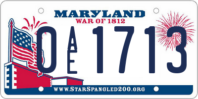 MD license plate 0AE1713