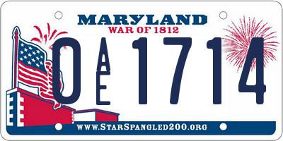 MD license plate 0AE1714