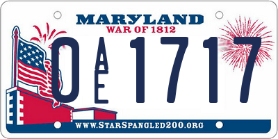 MD license plate 0AE1717