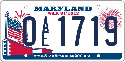 MD license plate 0AE1719