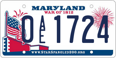 MD license plate 0AE1724