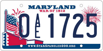 MD license plate 0AE1725