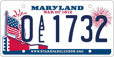 MD license plate 0AE1732