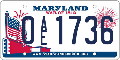 MD license plate 0AE1736