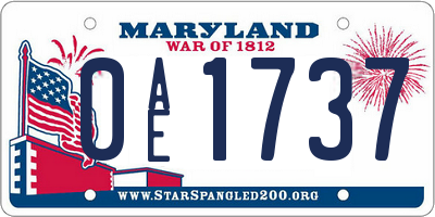 MD license plate 0AE1737