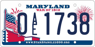 MD license plate 0AE1738