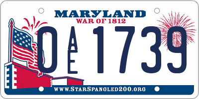MD license plate 0AE1739