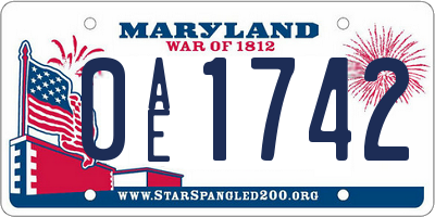 MD license plate 0AE1742