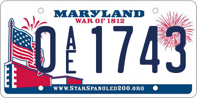 MD license plate 0AE1743