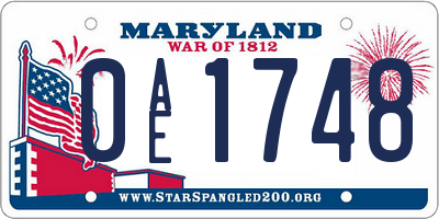 MD license plate 0AE1748