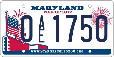MD license plate 0AE1750