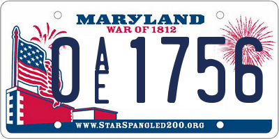MD license plate 0AE1756