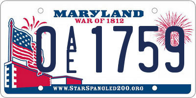 MD license plate 0AE1759