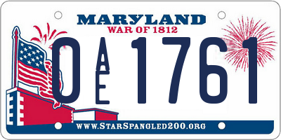 MD license plate 0AE1761