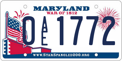 MD license plate 0AE1772