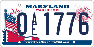 MD license plate 0AE1776