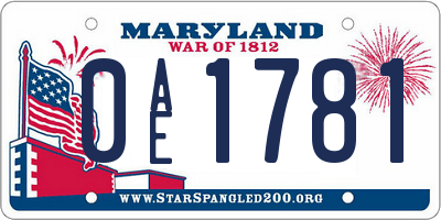 MD license plate 0AE1781
