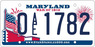 MD license plate 0AE1782