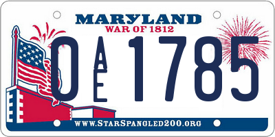 MD license plate 0AE1785
