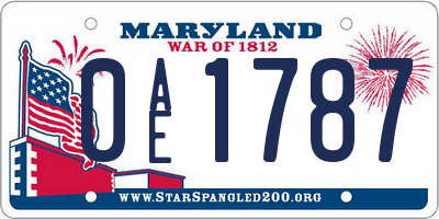 MD license plate 0AE1787