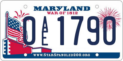 MD license plate 0AE1790