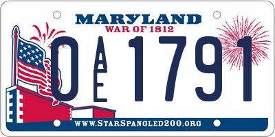 MD license plate 0AE1791