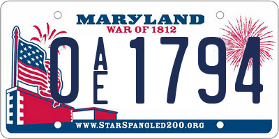 MD license plate 0AE1794