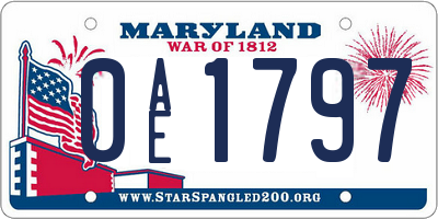 MD license plate 0AE1797