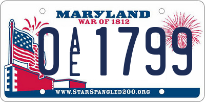 MD license plate 0AE1799