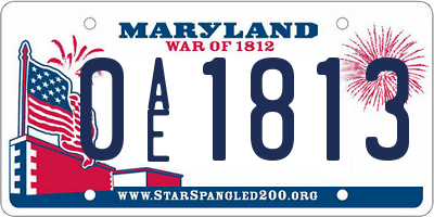 MD license plate 0AE1813