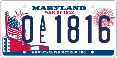 MD license plate 0AE1816