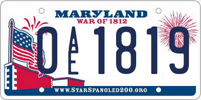 MD license plate 0AE1819
