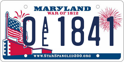 MD license plate 0AE1841